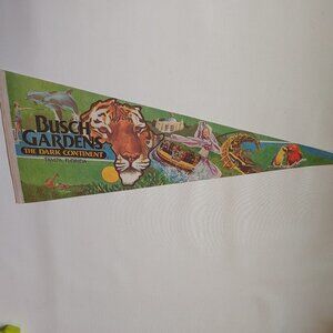 VINTAGE BUSCH GARDENS The Dark Continent Tampa Florida Felt Pennant TIGER